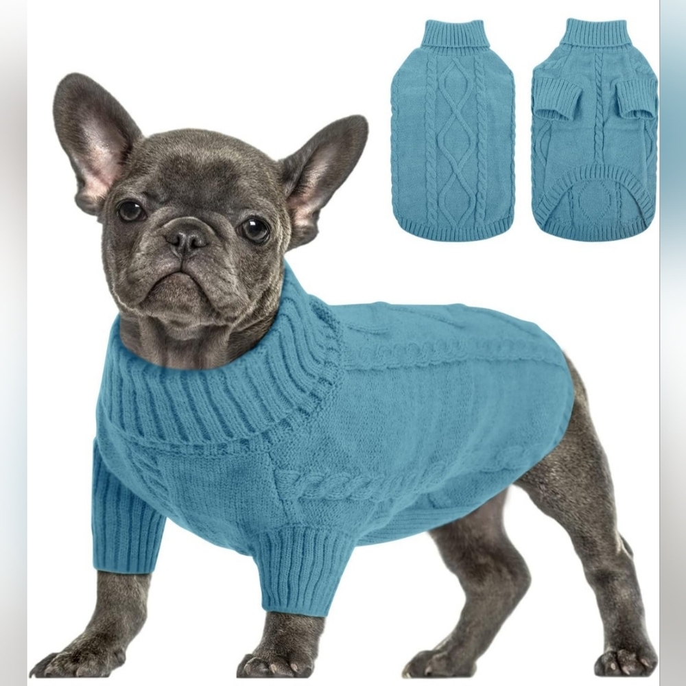 NWT Queenmore Cozy Blue Green Dog Sweater Size XS